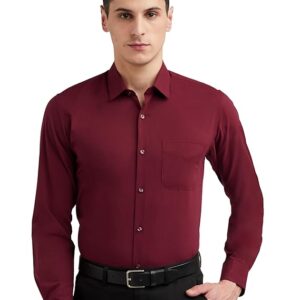 Peter England Men's Everyday Solid Slim Fit Full Sleeve Formal Shirt | Cotton-Rich